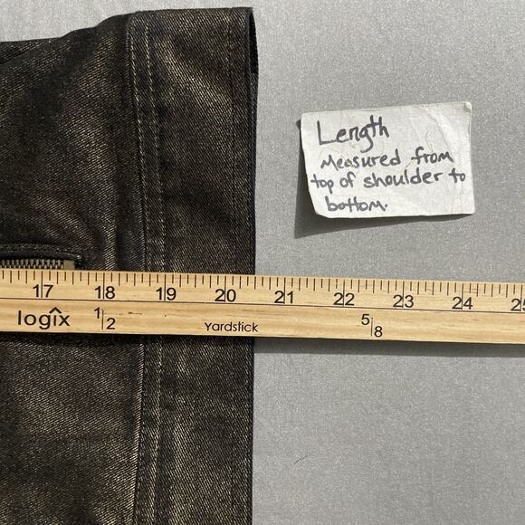 LRL Ralph Lauren Denim Jacket Size Large Black Gold Metallic Grunge Indie Sleaze - Picture 10 of 12